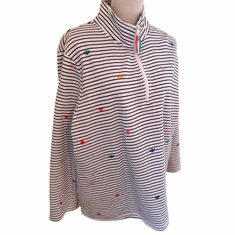 Joules Pip Print Half Zip Sweatshirt in Rainbow Bee Stripe Pattern 18 - Picture 7 of 13